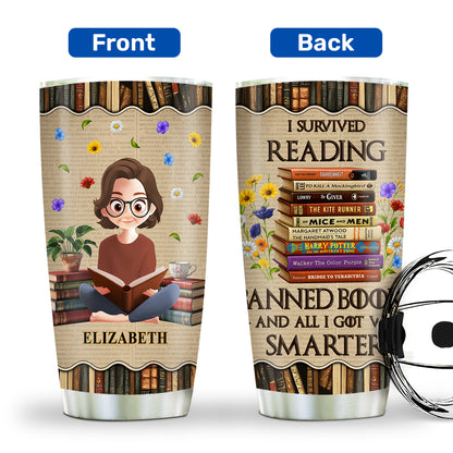 I Survived Reading Banned Books - Personalized Stainless Steel Tumbler