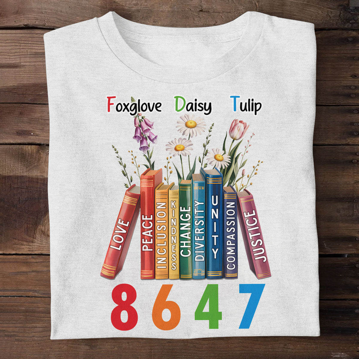 Floral Foxglove Daisy Tulip 8647 - 2D Unisex T-shirt – Bookswares