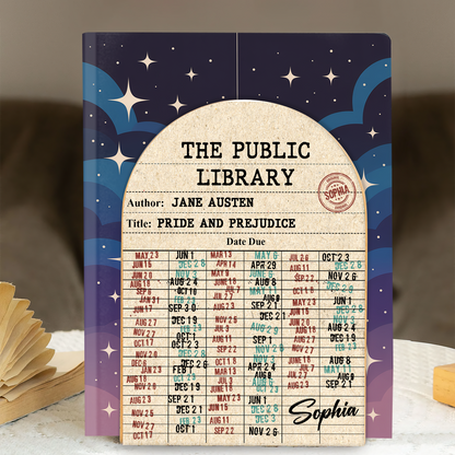 Nostalgic Library Card Due Date Stamp -  Personalized Wood Book Ends