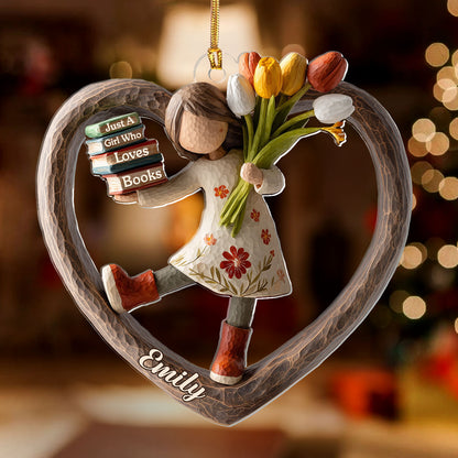 Just A Girl Who Loves Books & Flowers - Personalized 1-Layer Acrylic Ornament