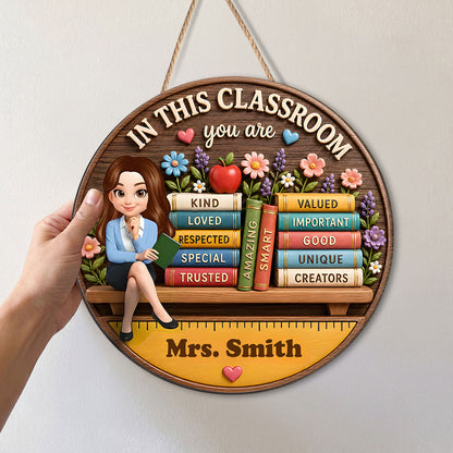 Custom Gift for Teachers Librarians Back To School Gifts - Personalized Wooden Door Sign