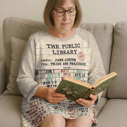 Nostalgic Library Card Due Date Stamp - Personalized Sleep Tee