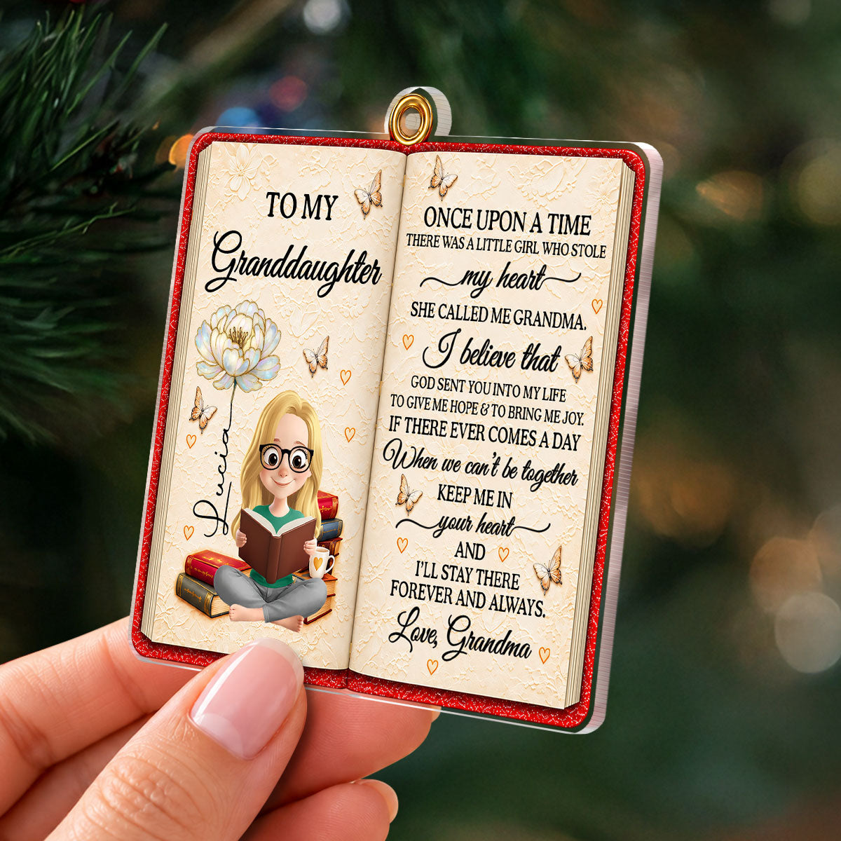There Was A Little Girl Who Stole My Heart, Book Lovers Gifts For Granddaughter - Personalized 1-Layer Acrylic Ornament