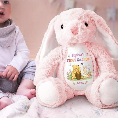 Baby's First Easter With Pooh - Personalized Stuffed Bunny
