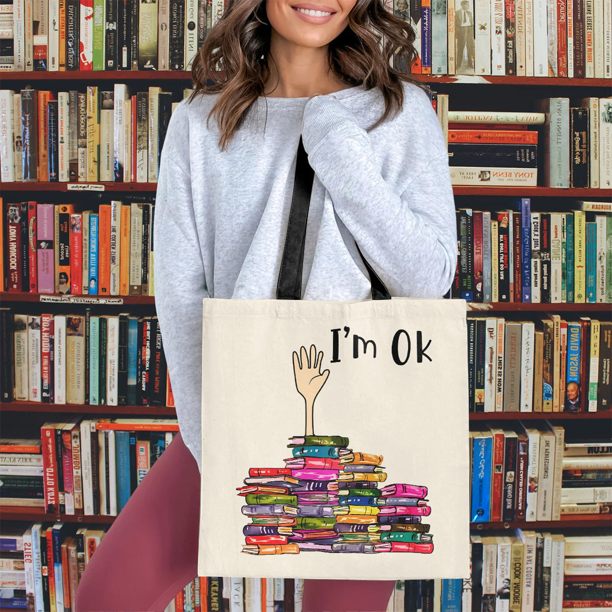 I'm OK It's Fine I'm Fine Everything's Fine Book Lovers Gift TBW21