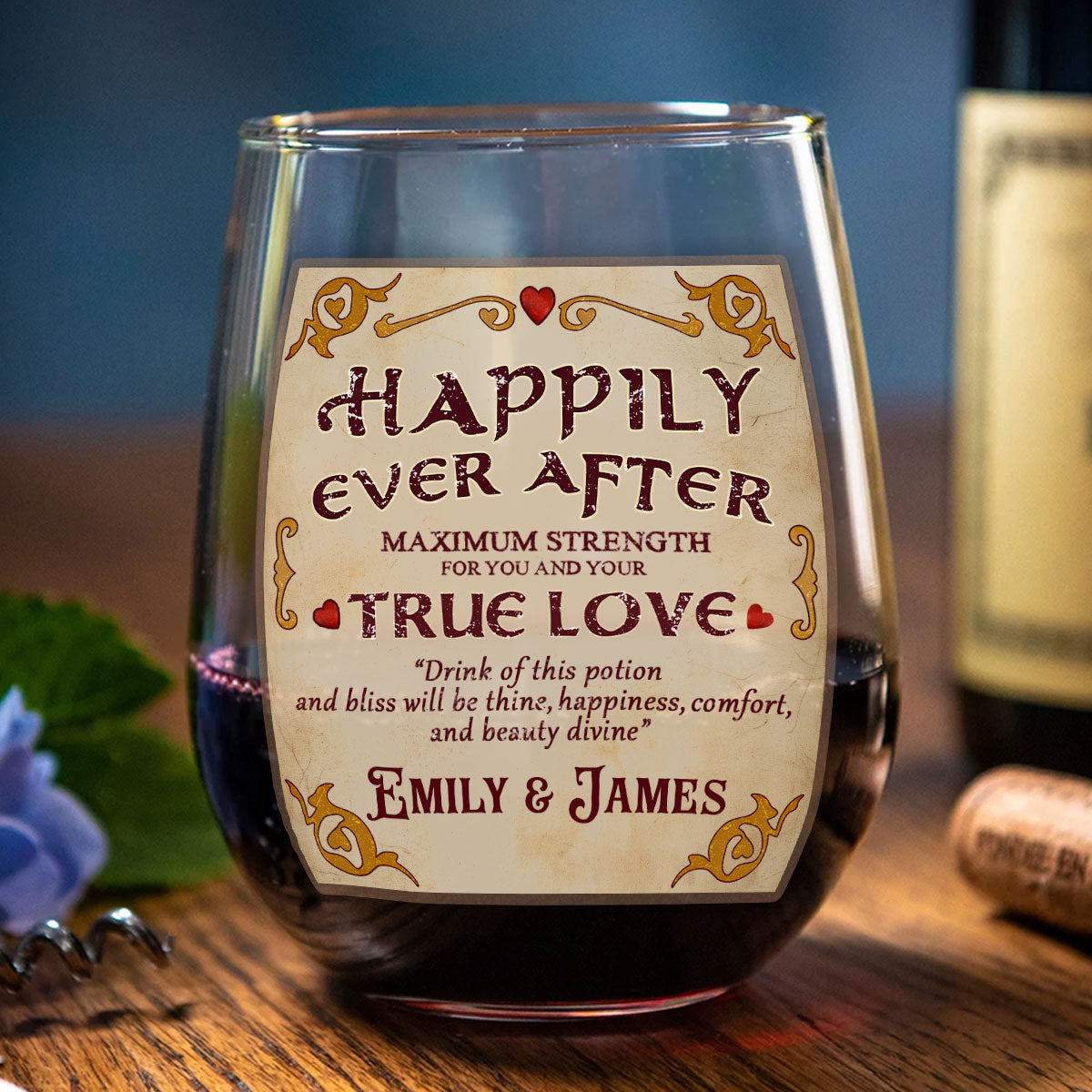 Happily Ever After Potion - Personalized Stemless Wine Glass