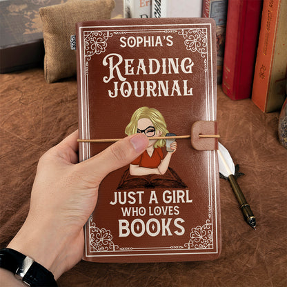 A Girl Who Loves Books Reading Journal - Personalized Leather Bound Journal