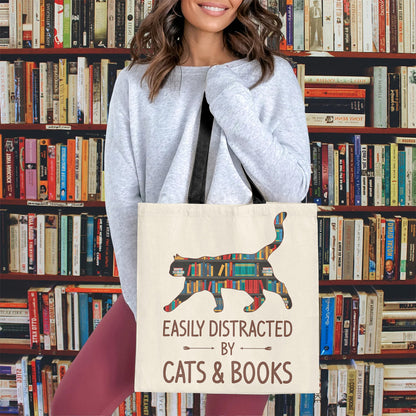 Easily Distracted By Cats And Books Book Lovers Gift TBW39