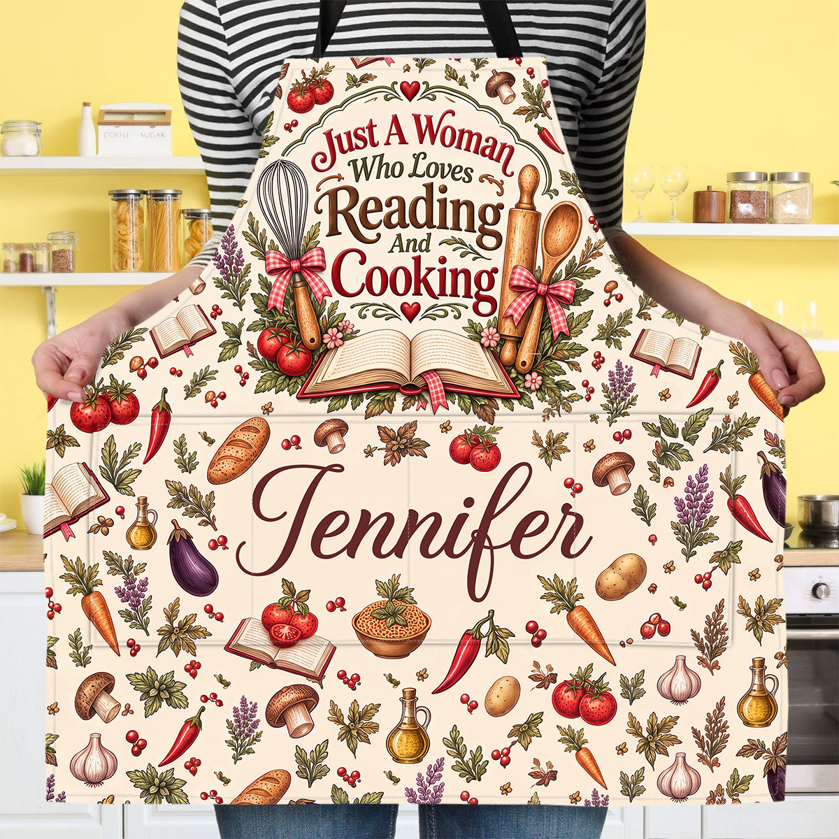 Just A Girl Who Loves Reading And Cooking - Personalized Apron With Pocket