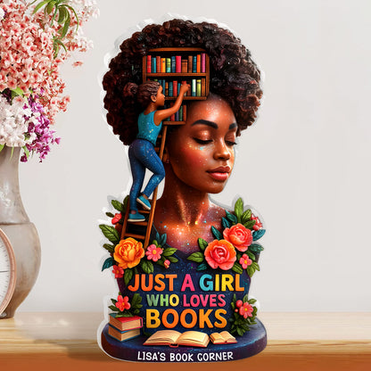 Just A Girl Who Loves Books - Personalized Custom Shaped Squared Acrylic Plaque