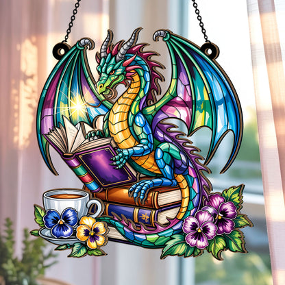 The Lorekeeper Dragon -  Window Hanging Suncatcher