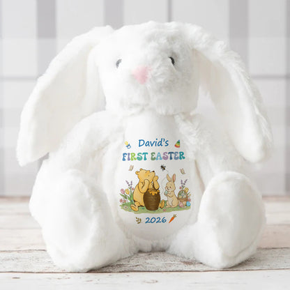 Baby's First Easter With Pooh - Personalized Stuffed Bunny