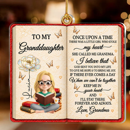 There Was A Little Girl Who Stole My Heart, Book Lovers Gifts For Granddaughter - Personalized 1-Layer Acrylic Ornament