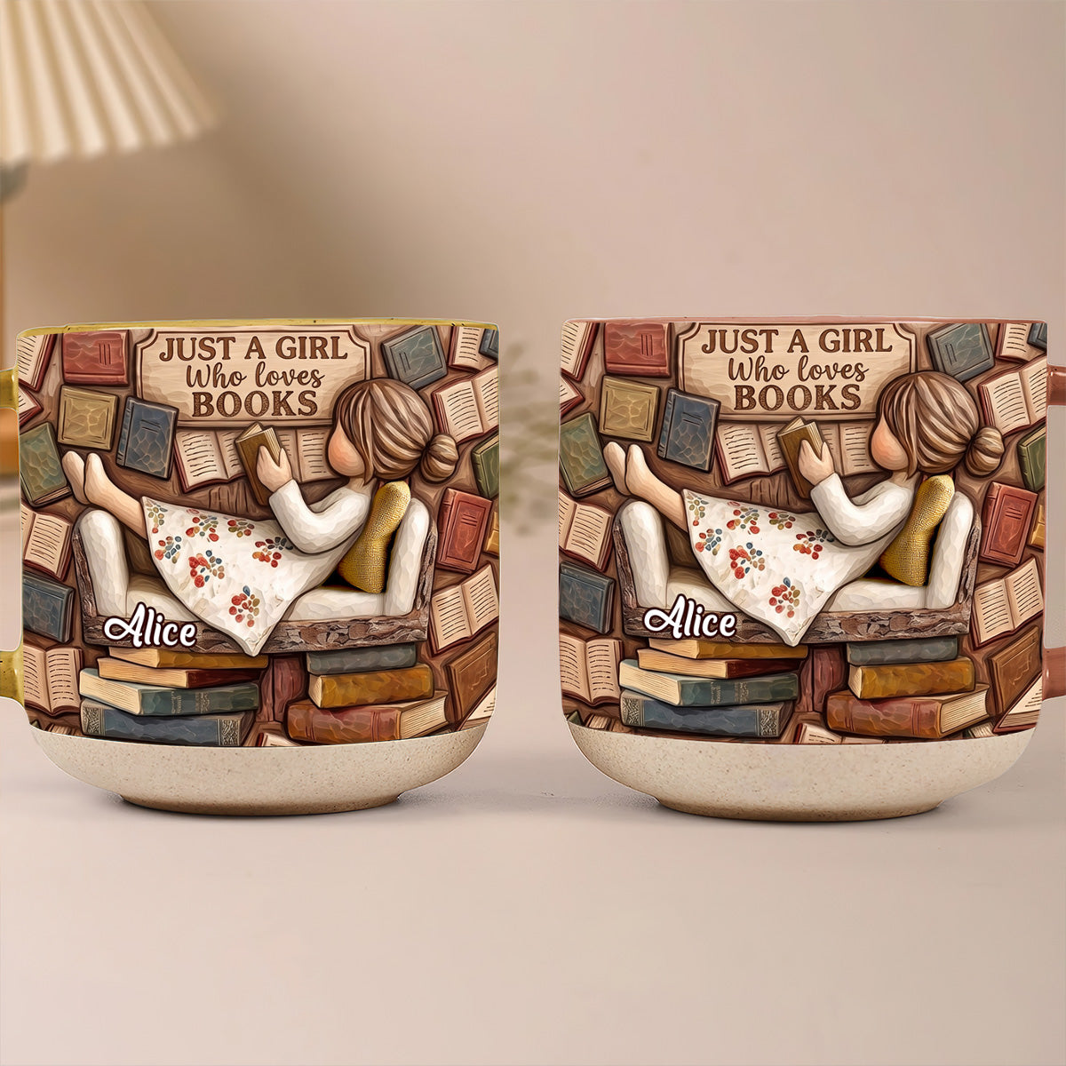Just A Girl Who Loves Books - Personalized Pottery Mug