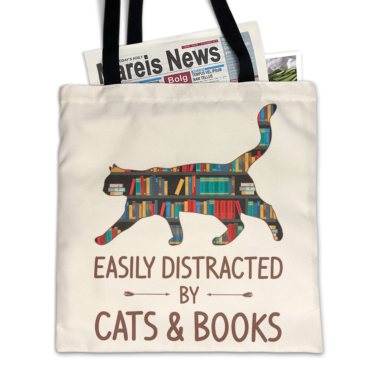 Easily Distracted By Cats And Books Book Lovers Gift TBW39