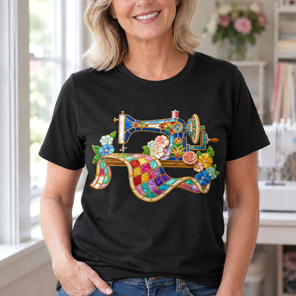 Elegant Floral Sewing Machine For Mom Grandma - Personalized 2D Unisex T-shirt