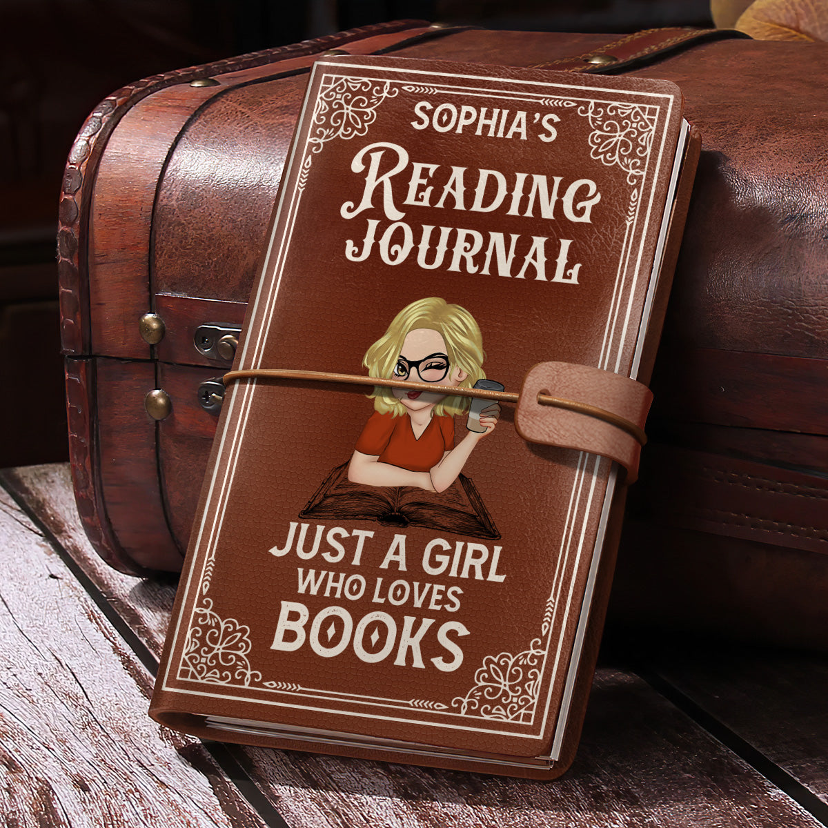 A Girl Who Loves Books Reading Journal - Personalized Leather Bound Journal