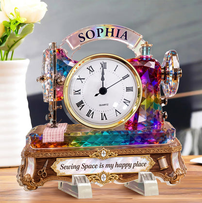 Stained Glass Effect Sewing Machine - Personalized Acrylic Desk Clock