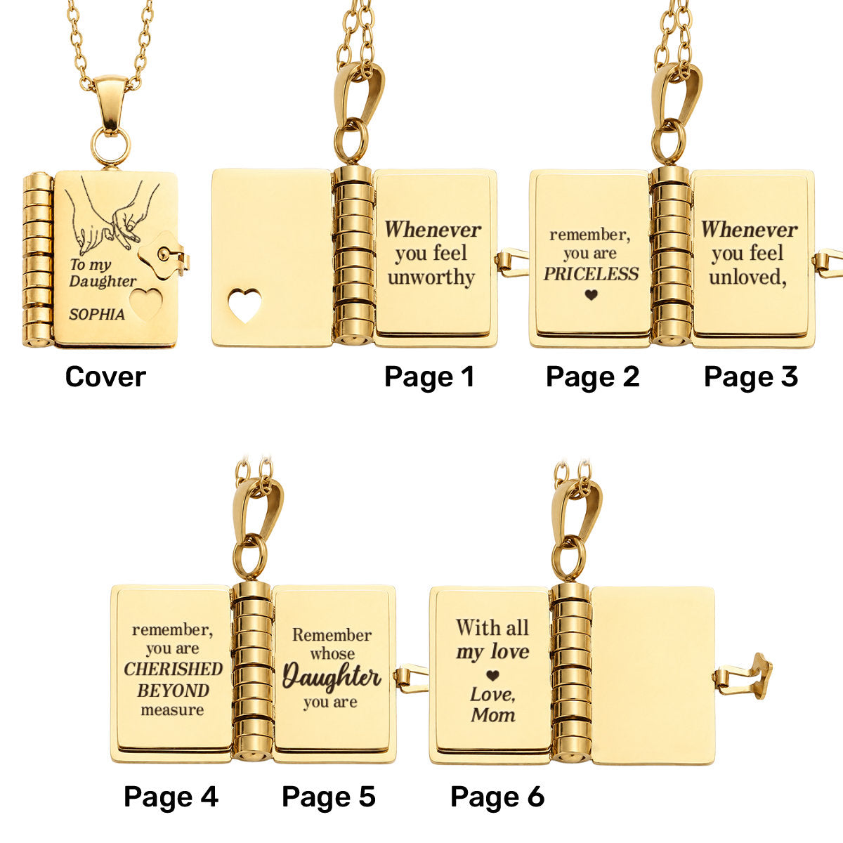 To My Daughter My Son I'm Always With You - Personalized Book Necklace