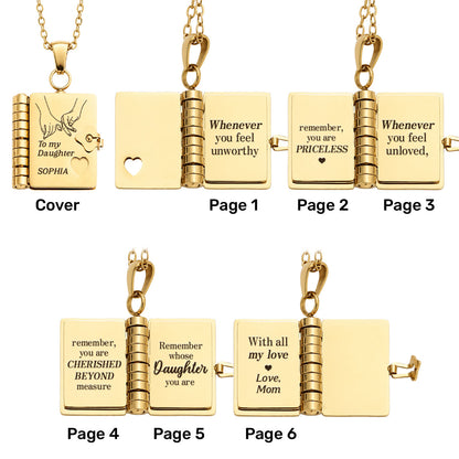 To My Daughter My Son I'm Always With You - Personalized Book Necklace