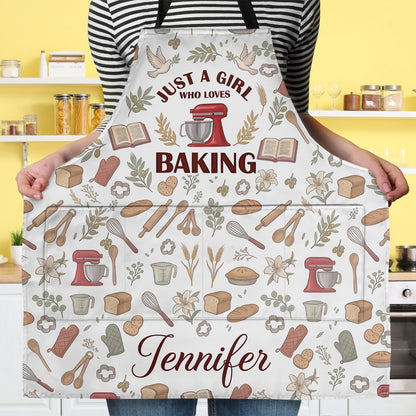 Just A Woman Who Loves Jesus and Baking - Personalized Apron With Pocket