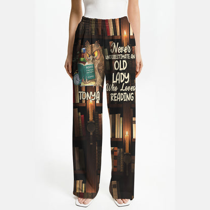 Never Underestimate An Old Lady Who Loves Reading - Personalized Lounge Pajama Pants