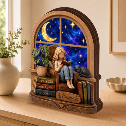 Fantasy Just A Girl Who Loves Books Gift For Book Lovers - Personalized Custom Shaped Wood Plaque