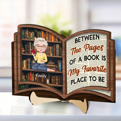 Between The Pages Of A Book - Personalized 2-Layered Wooden Plaque