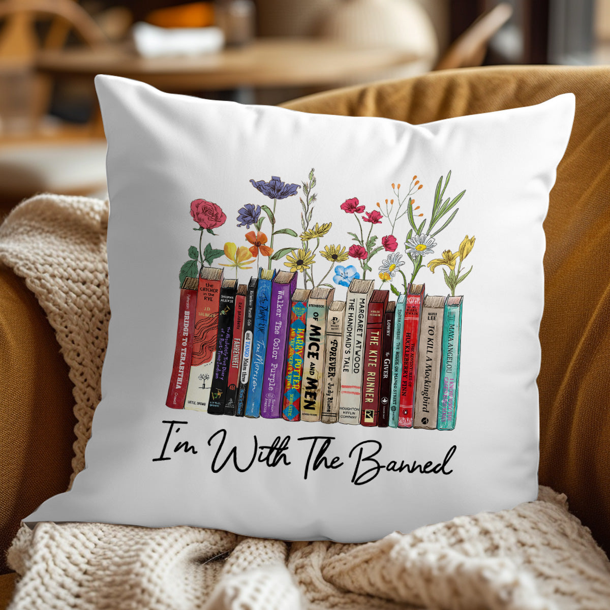 I'm With The Banned Flowers Book Lover Gift PIL185