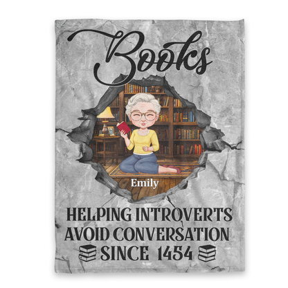 Books Helping Introverts Avoid Conversation Since 1454 - Personalized Fleece Blanket