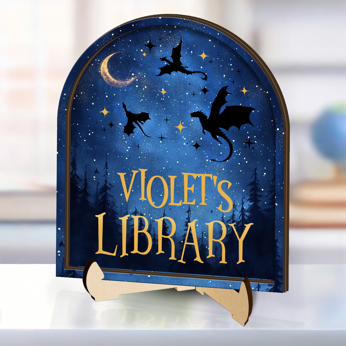 My Library - Personalized 2-Layered Wooden Plaque