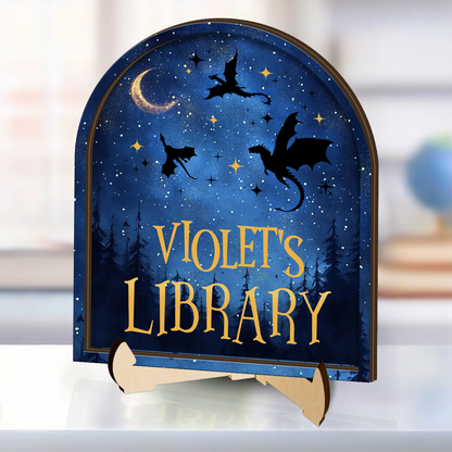 My Library - Personalized 2-Layered Wooden Plaque