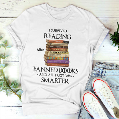 I Survived Reading Banned Books - Personalized 2D Unisex T-shirt