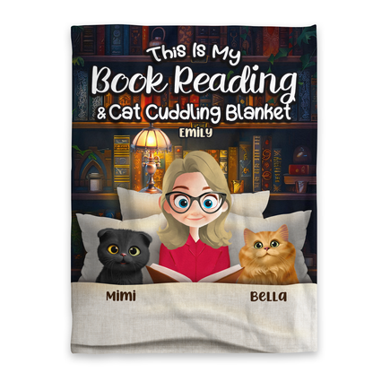 My Book Reading & Cat Cuddling Blanket - Personalized Fleece Blanket
