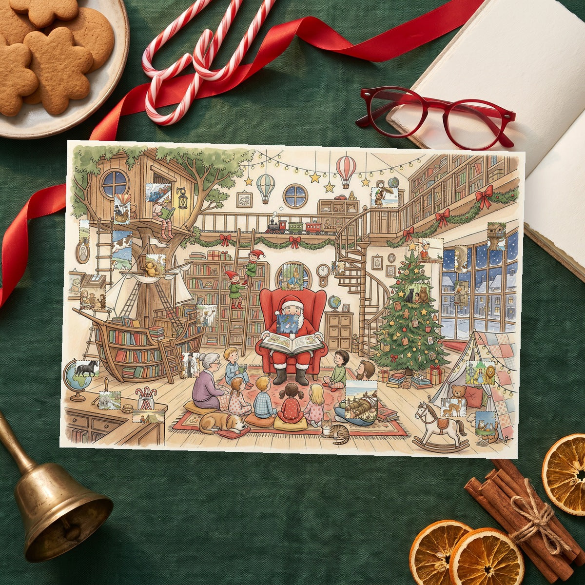 Santa's Storytime Bookshop – Children's Book Advent Calendar - Personalized Advent Calendar Card