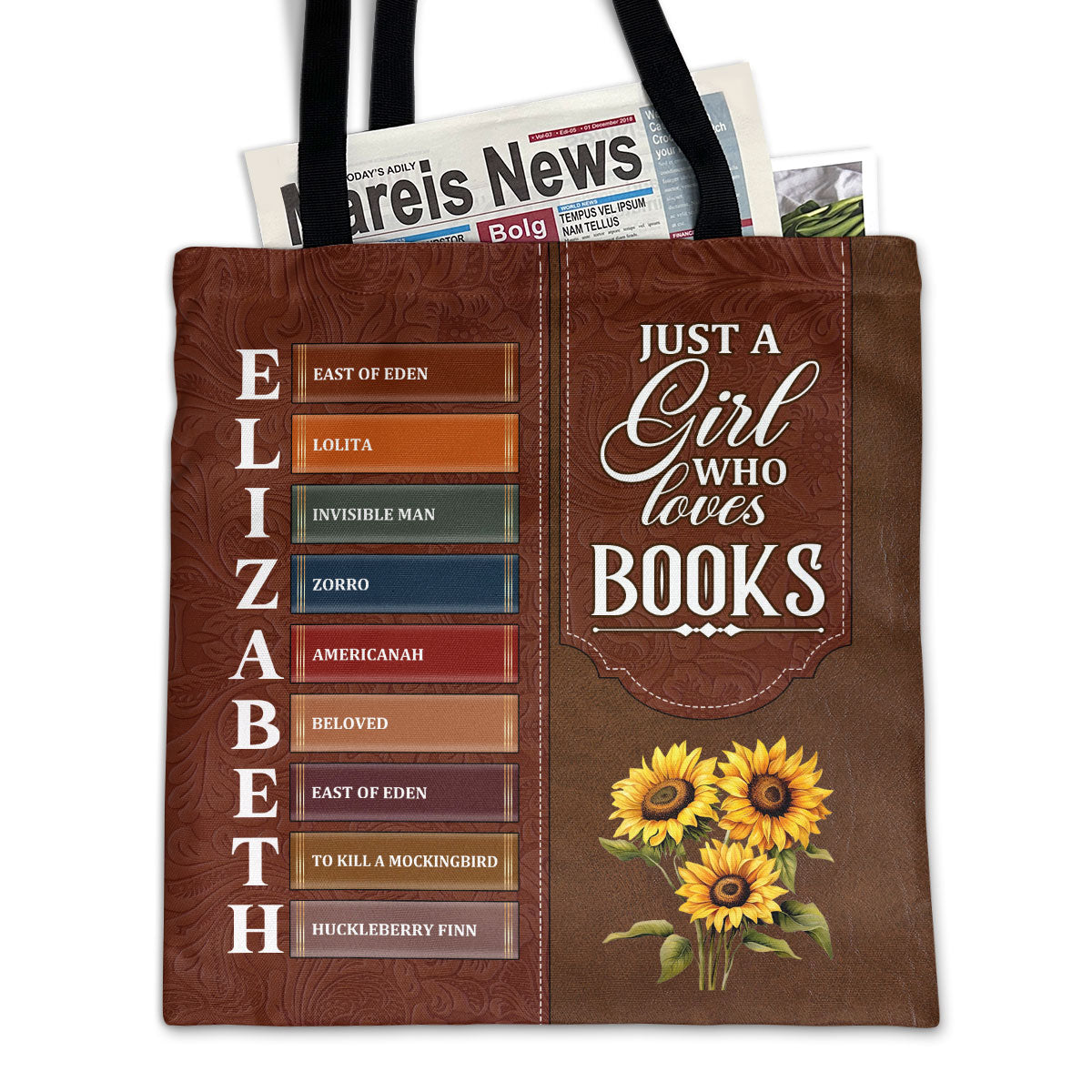 Just A Girl Who Loves Books Flower - Personalized Tote Bag