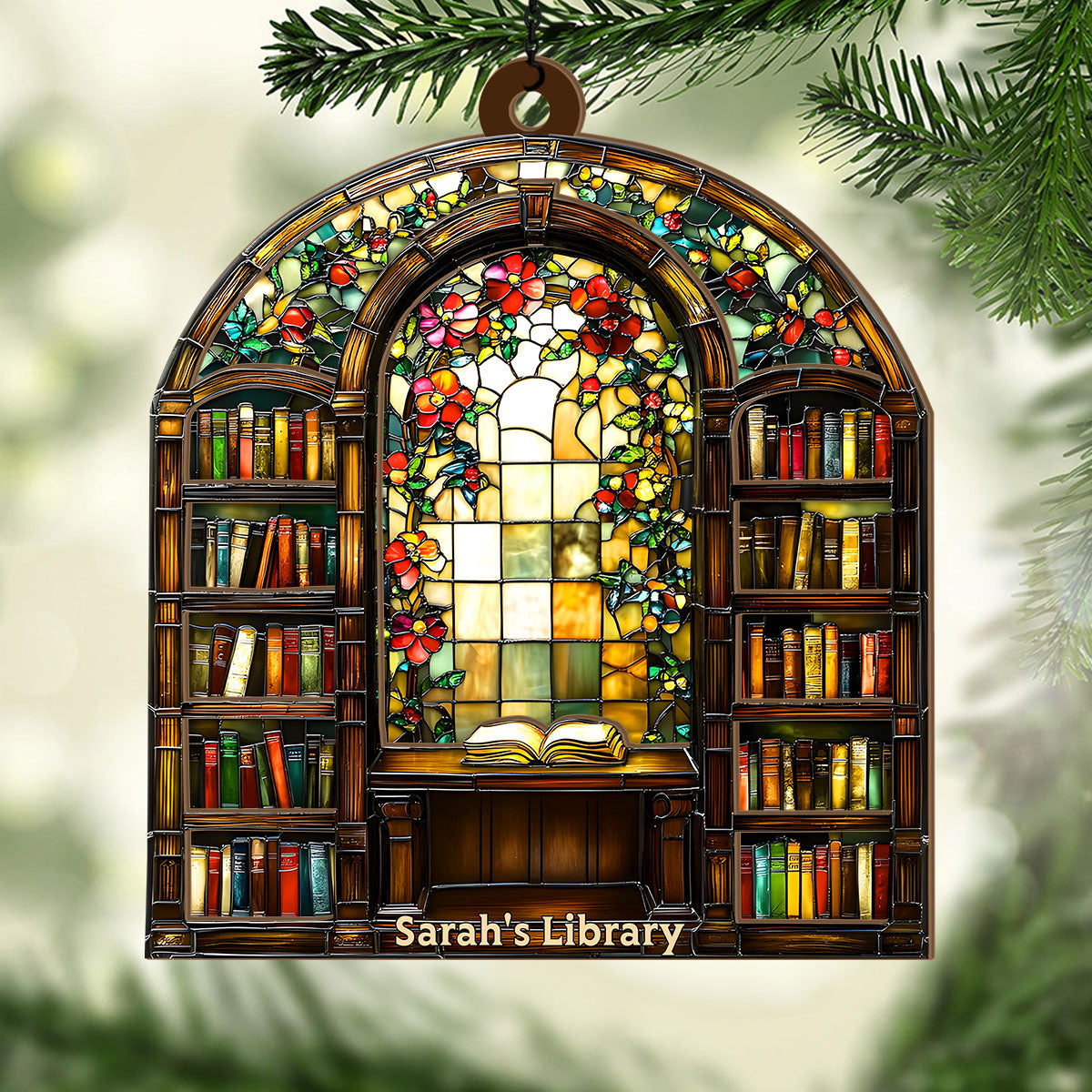 Library Bookshelf - Personalized Acrylic Suncatcher