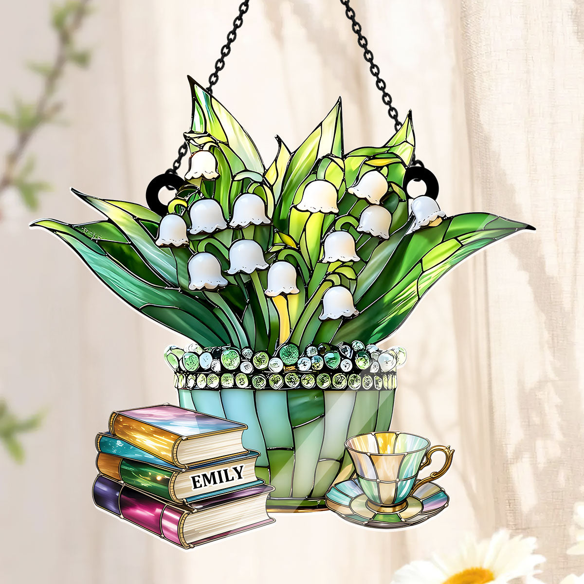 Just A Girl Who Loves Lilies and Books - Personalized Acrylic Suncatcher