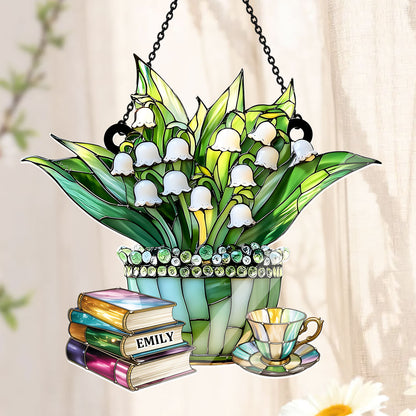 Just A Girl Who Loves Lilies and Books - Personalized Acrylic Suncatcher