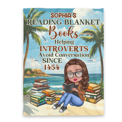 Books Helping Introverts Avoid Conversation Since 1454 - Personalized Fleece Blanket