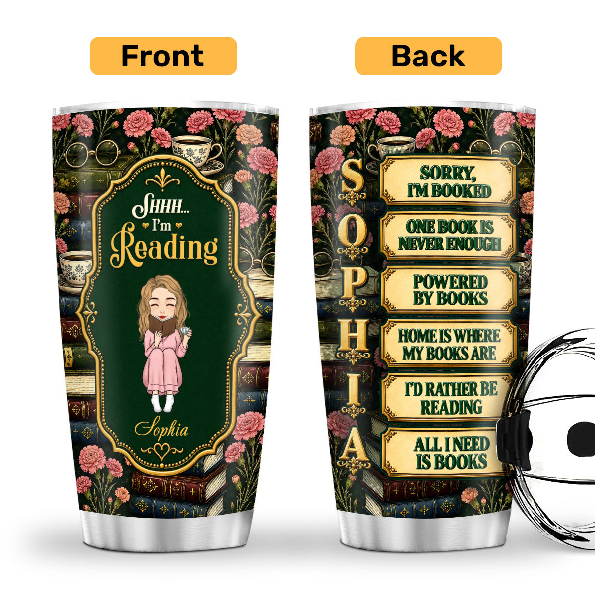 Just A Girl Who Loves Books Reading Lover Alphabet - Personalized Stainless Steel Tumbler