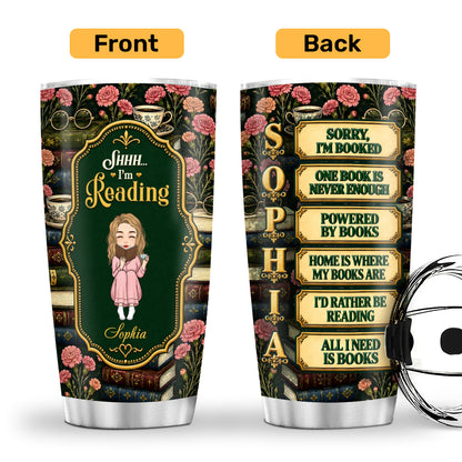 Just A Girl Who Loves Books Reading Lover Alphabet - Personalized Stainless Steel Tumbler