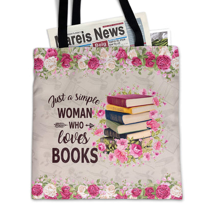 Just A Simple Woman Who Loves Books Book Lovers Gift TBF05