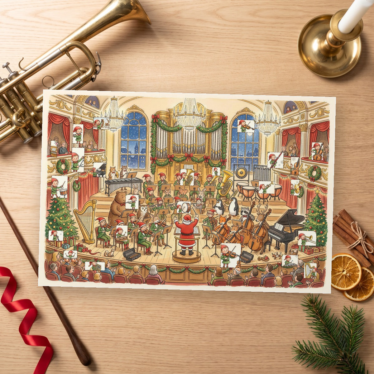 Santa's Christmas Symphony – Music Lover's Advent Calendar - Personalized Advent Calendar Card