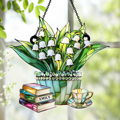 Just A Girl Who Loves Lilies and Books - Personalized Acrylic Suncatcher