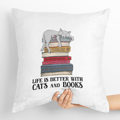 Life Is Better With Cats And Books Book Lovers Gift PILS71