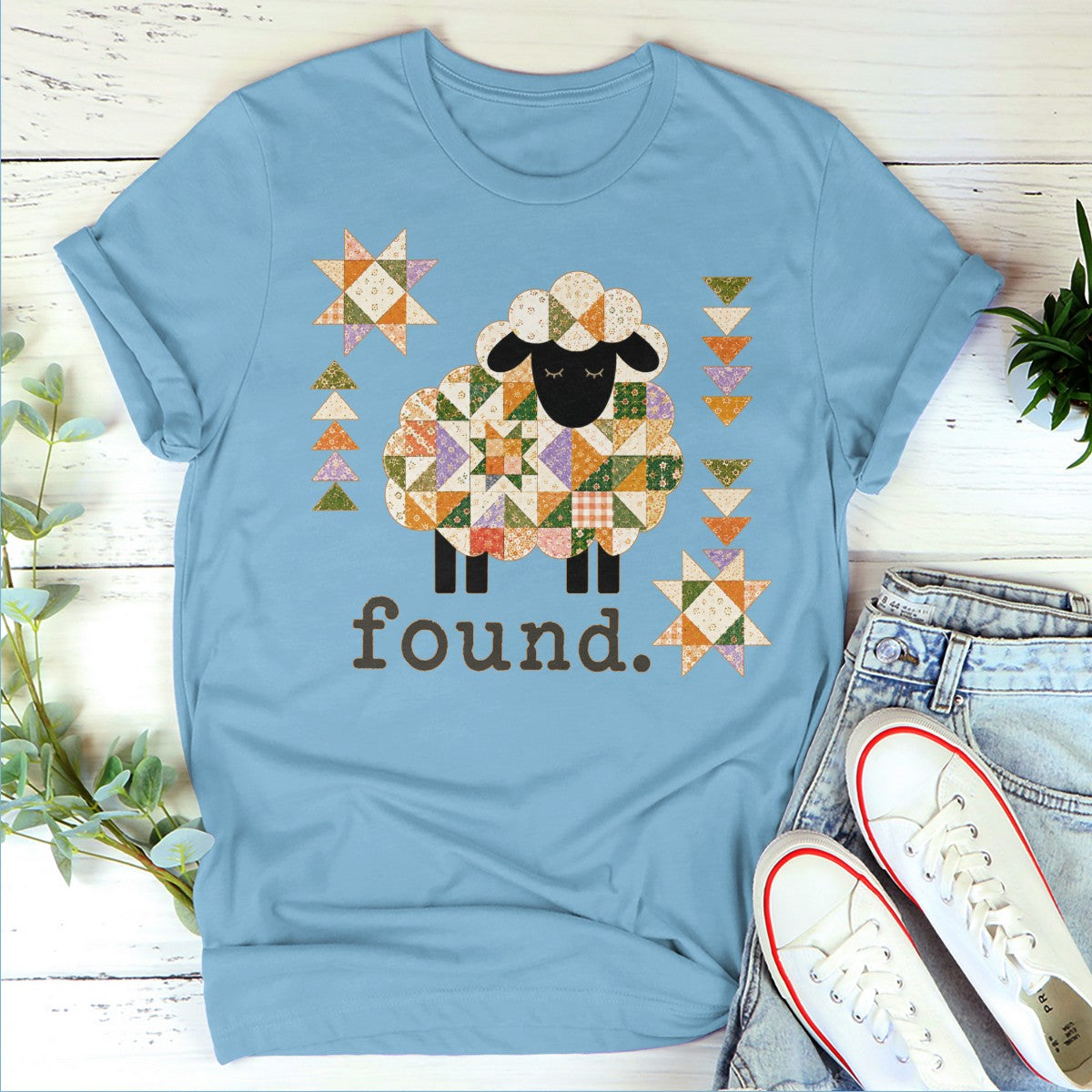 Patchwork Faith Sheep -  2D Unisex T-shirt