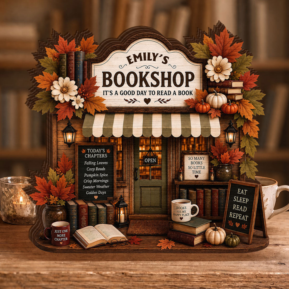 My Cozy Reads Bookshop - Personalized Custom Shaped Wood Plaque