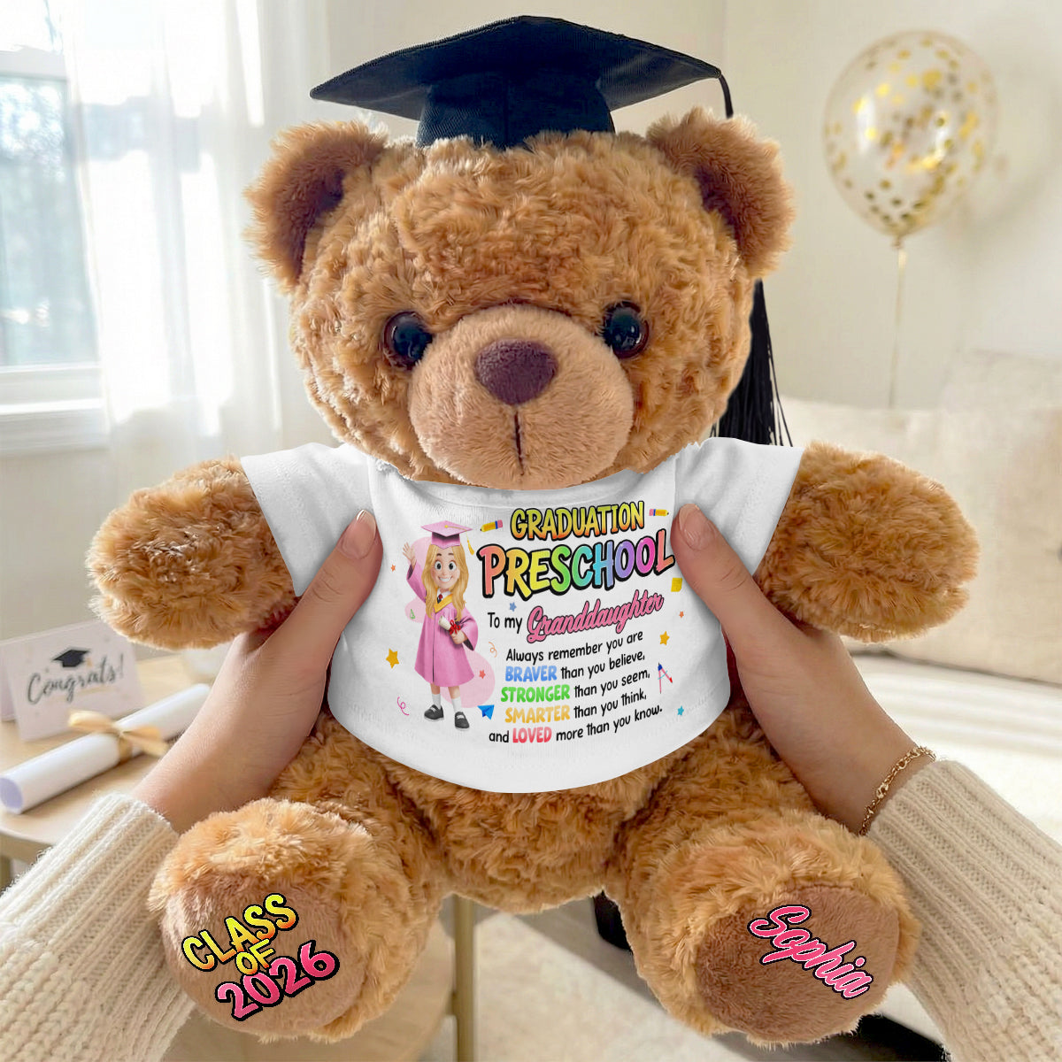 Preschool Kindergarten Graduation  - Personalized Graduation Bear With Card