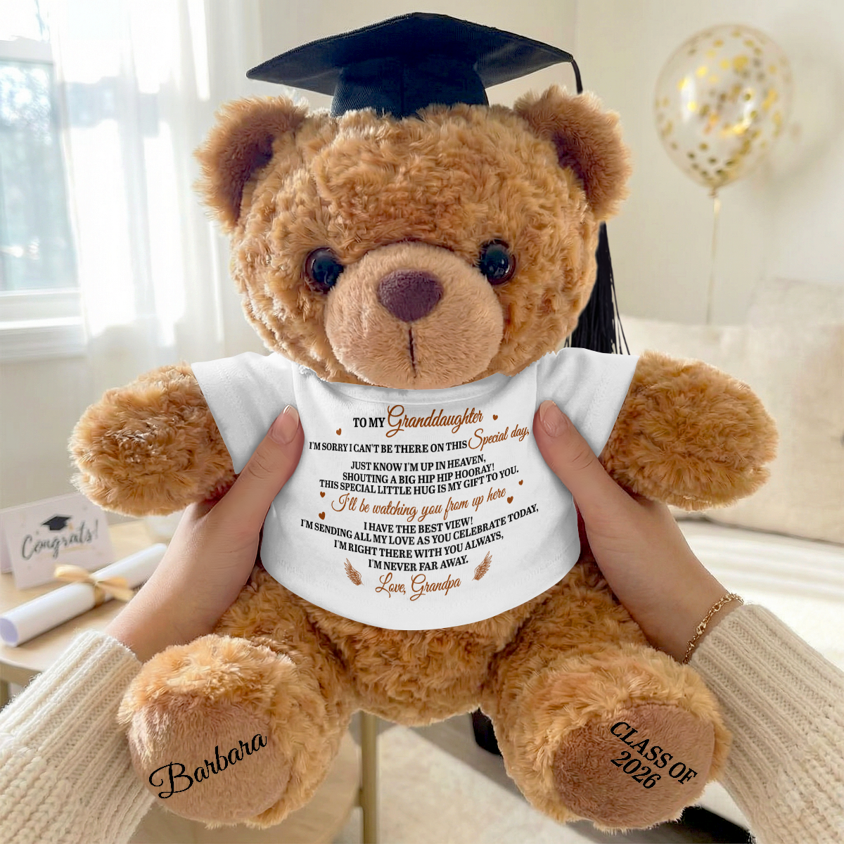 I'm Sending My Love As You Celebrate - Personalized Graduation Bear With Card